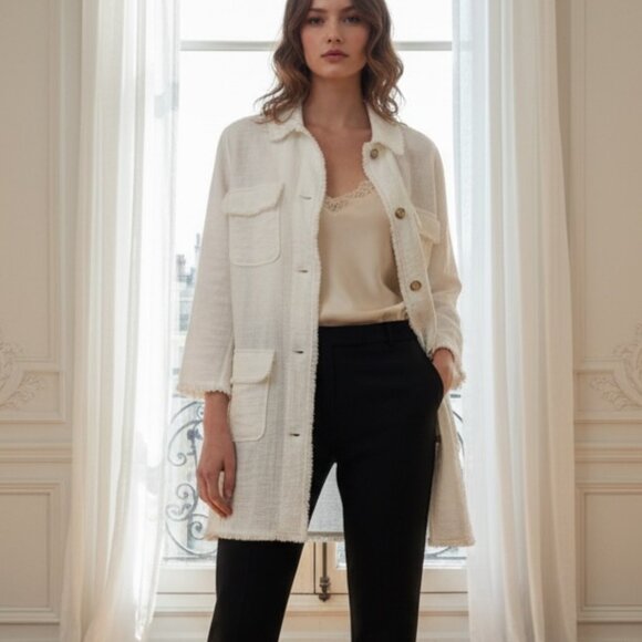 Chico's Off White Button Front Jacket size 2 - Picture 1 of 8